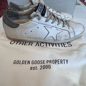 Golden Goose Women’s White and Gray SuperStar Sneakers